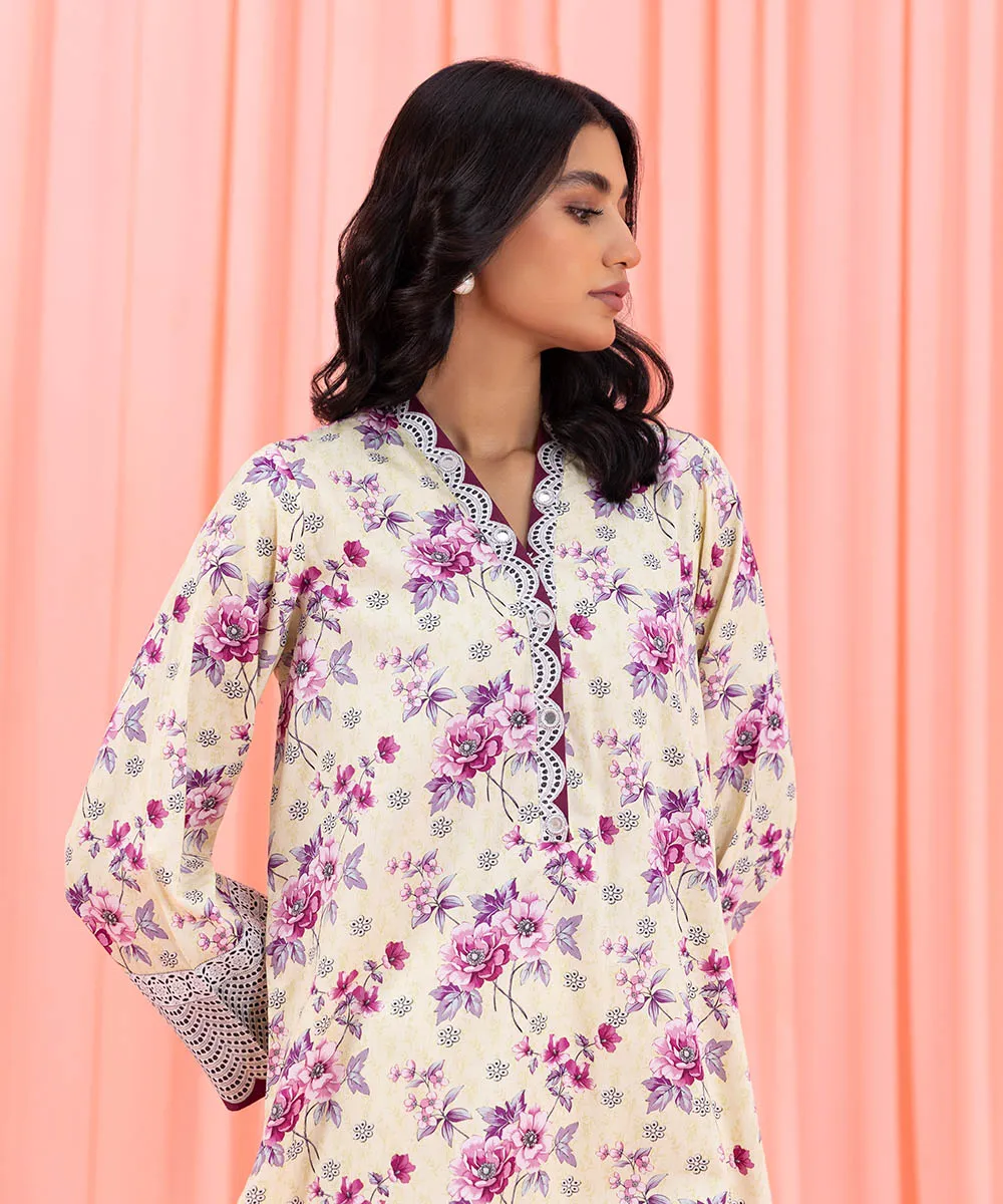 2 Piece - Printed Cotton Satin Suit