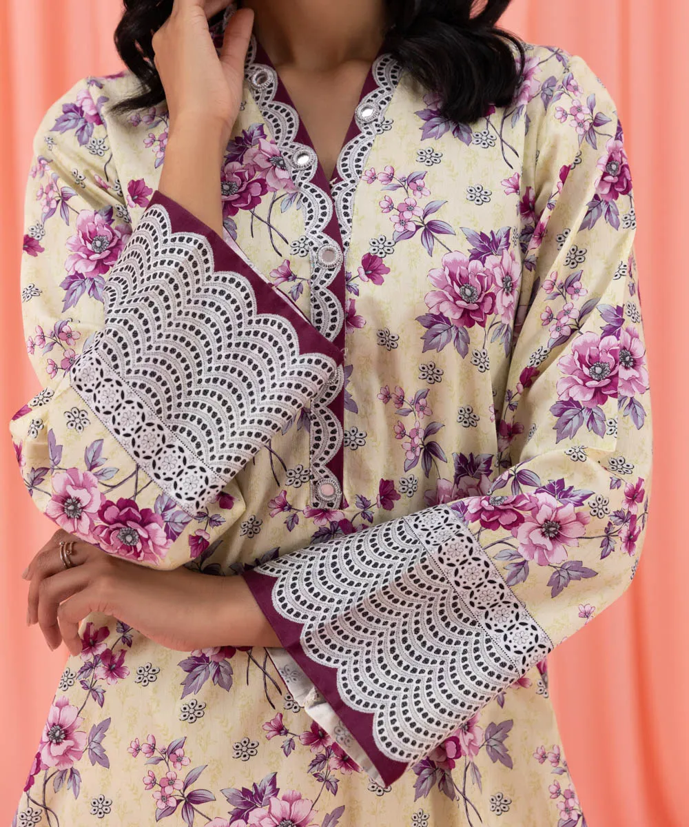 2 Piece - Printed Cotton Satin Suit