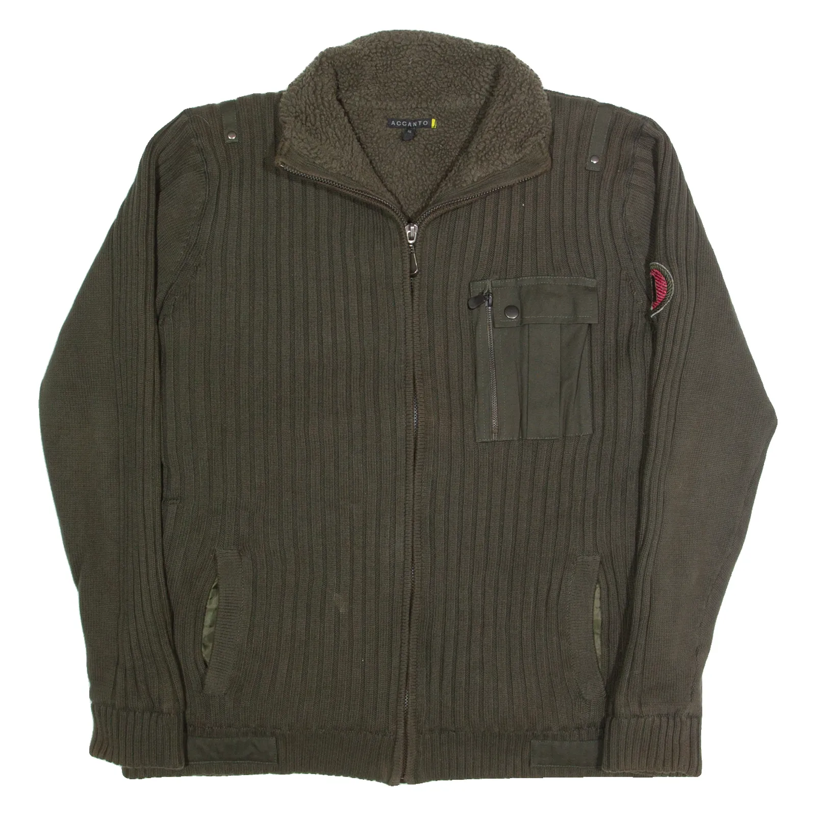ACCANTO Sherpa Lined Mens Jacket Green Knit XL