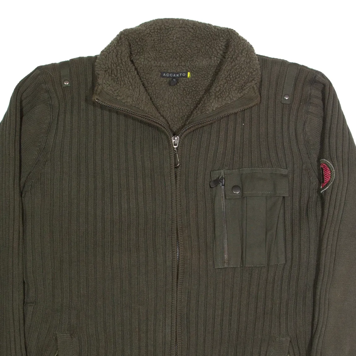 ACCANTO Sherpa Lined Mens Jacket Green Knit XL