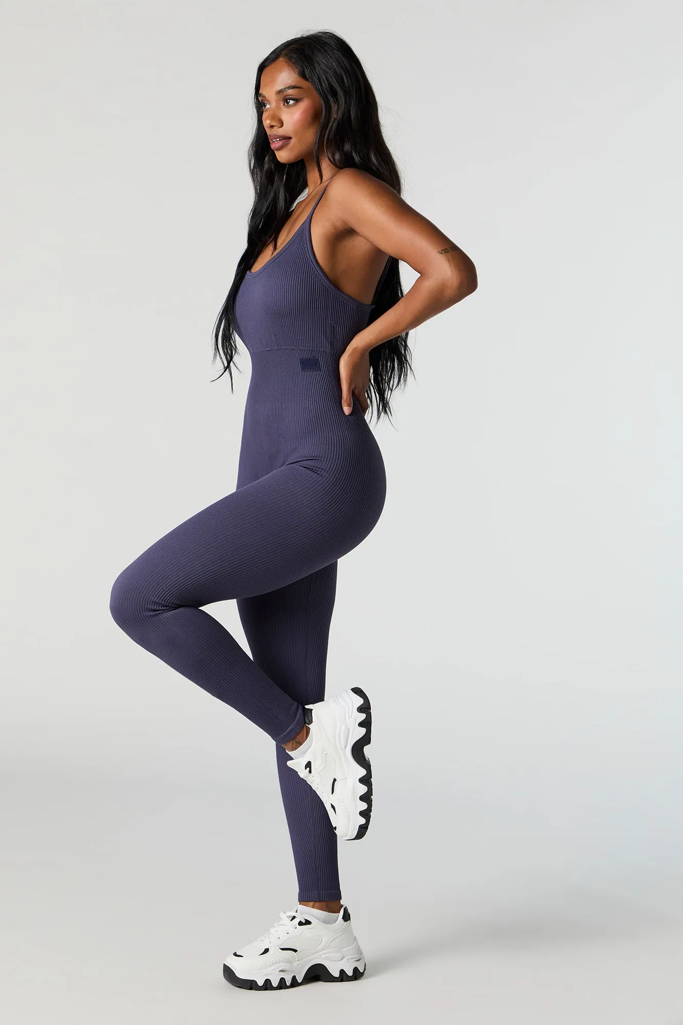 Active Seamless Ribbed Scoop Neck Jumpsuit
