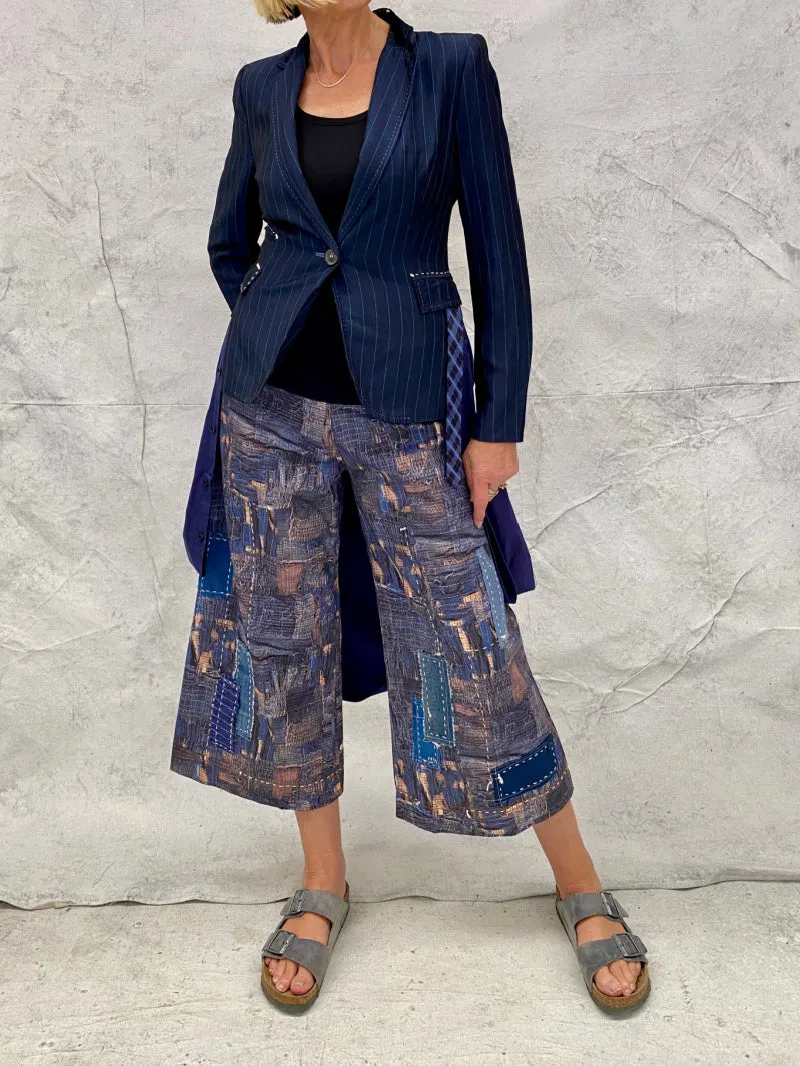 Audrey Culottes-Limited Edition, in Our Signature Boro Inspired Printed Cotton With Hand Patched and Hand Stitched Detail