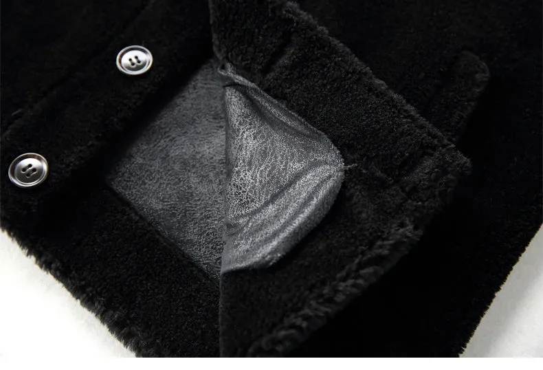 AYUNSUE Grain Sheep Shearling Jacket Men Clothes Men's Fur Coat Fur All-in-one Leather Jacket Men's Lamb Wool Outerwear Winter
