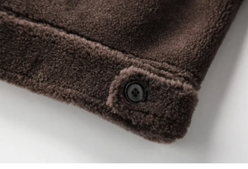 AYUNSUE Grain Sheep Shearling Jacket Men Clothes Men's Fur Coat Fur All-in-one Leather Jacket Men's Lamb Wool Outerwear Winter
