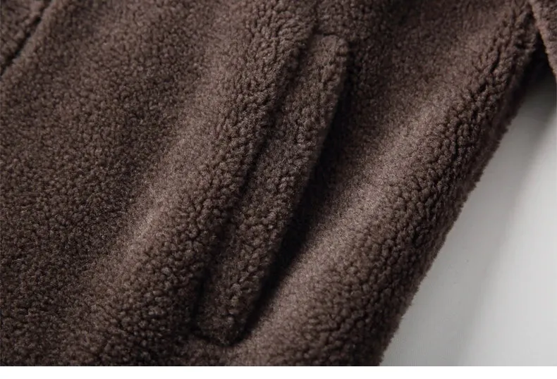 AYUNSUE Grain Sheep Shearling Jacket Men Clothes Men's Fur Coat Fur All-in-one Leather Jacket Men's Lamb Wool Outerwear Winter