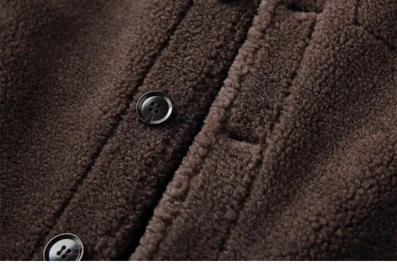 AYUNSUE Grain Sheep Shearling Jacket Men Clothes Men's Fur Coat Fur All-in-one Leather Jacket Men's Lamb Wool Outerwear Winter