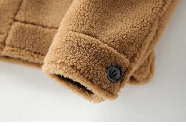 AYUNSUE Grain Sheep Shearling Jacket Men Clothes Men's Fur Coat Fur All-in-one Leather Jacket Men's Lamb Wool Outerwear Winter