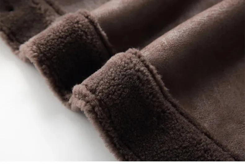 AYUNSUE Grain Sheep Shearling Jacket Men Clothes Men's Fur Coat Fur All-in-one Leather Jacket Men's Lamb Wool Outerwear Winter