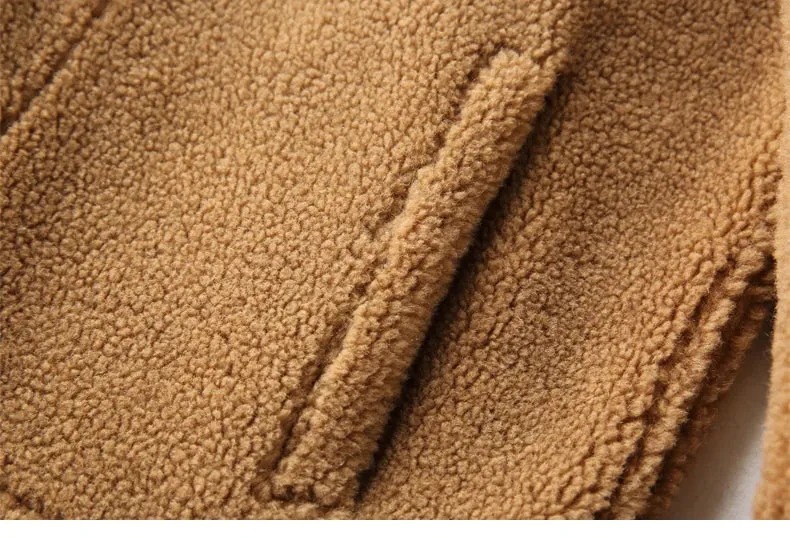 AYUNSUE Grain Sheep Shearling Jacket Men Clothes Men's Fur Coat Fur All-in-one Leather Jacket Men's Lamb Wool Outerwear Winter