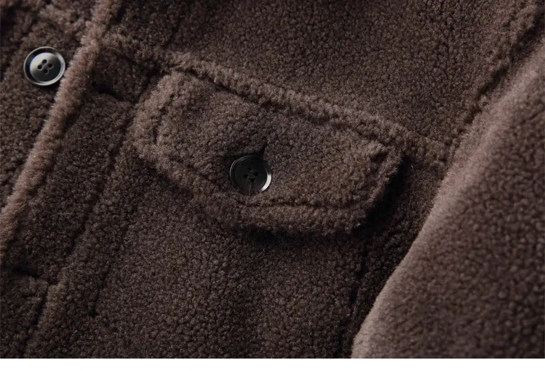 AYUNSUE Grain Sheep Shearling Jacket Men Clothes Men's Fur Coat Fur All-in-one Leather Jacket Men's Lamb Wool Outerwear Winter