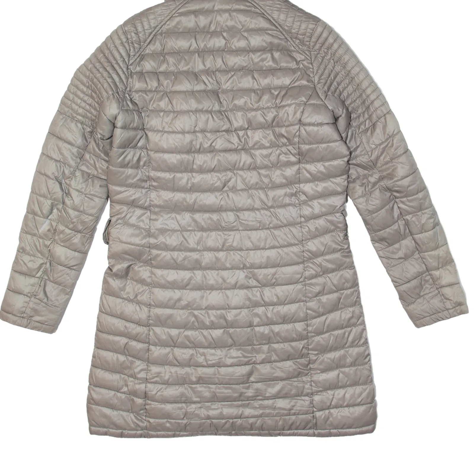 BARBOUR International Endo Baffle Fibre Down Black Streak Quilted Coat Grey Womens UK 10