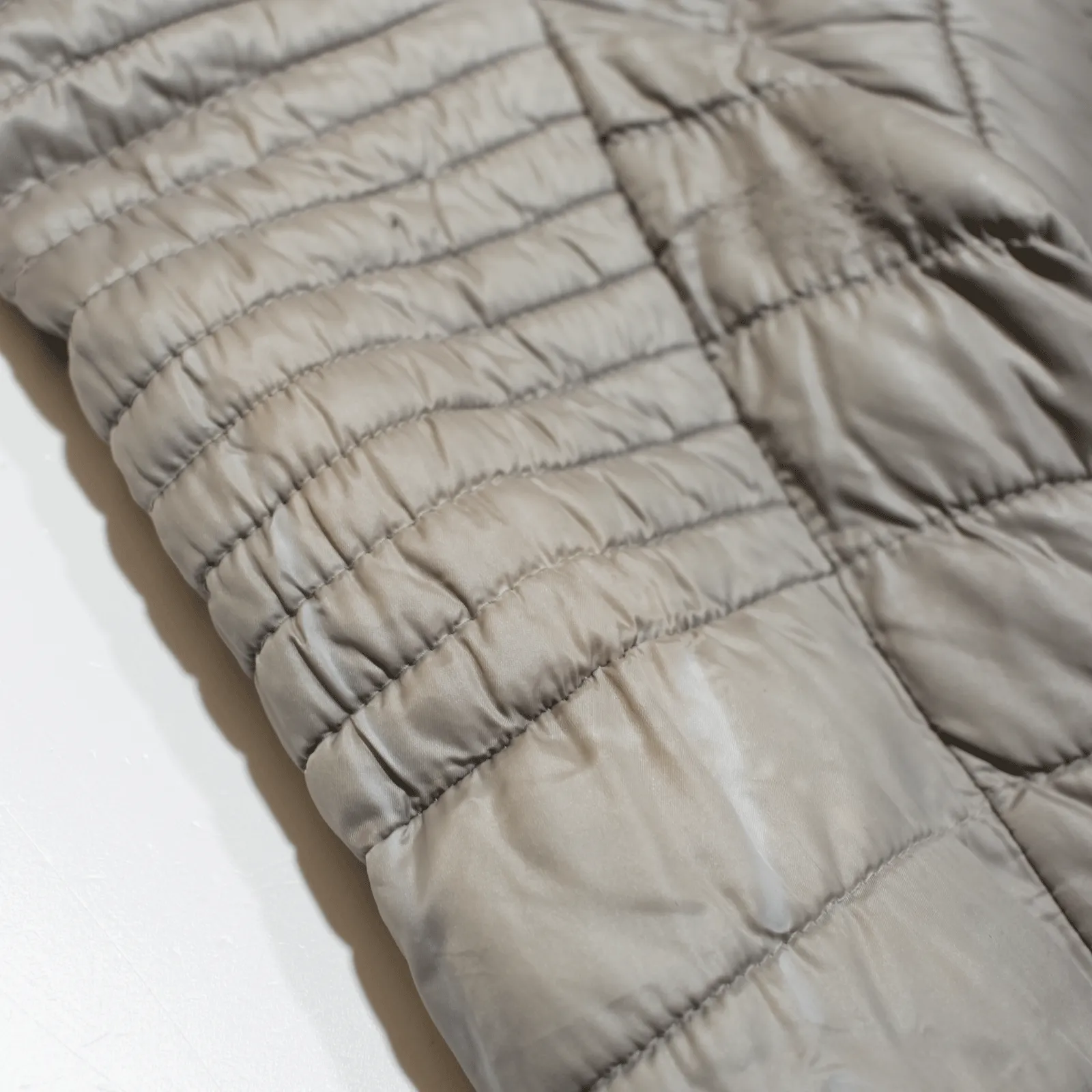 BARBOUR International Endo Baffle Fibre Down Black Streak Quilted Coat Grey Womens UK 10