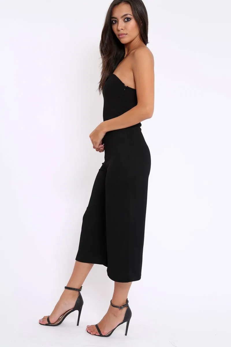 Black Bandeau Cropped Culotte Jumpsuit - Jamilia