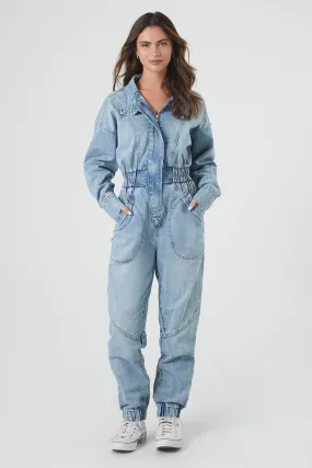 Denim Collared Jumpsuit