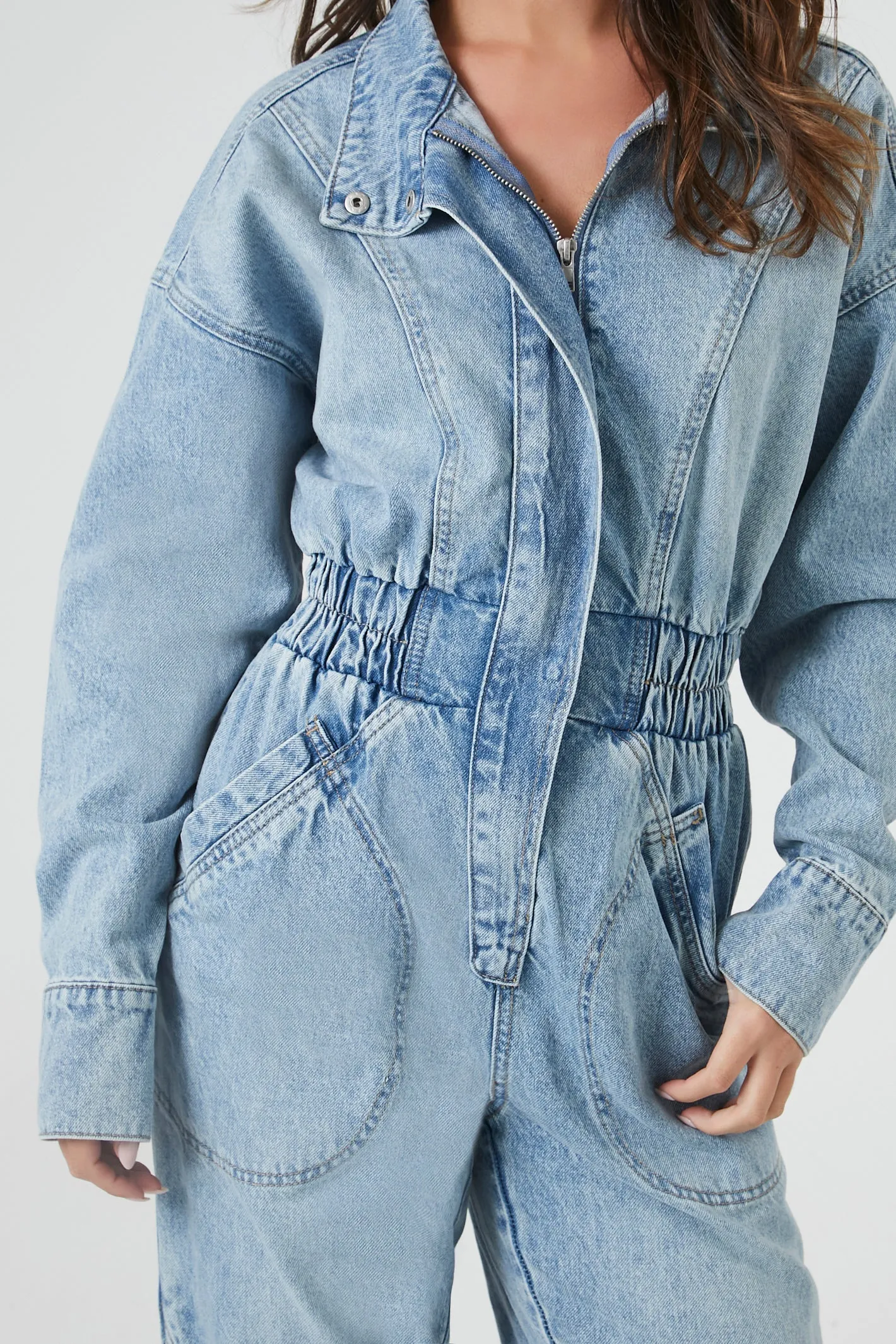 Denim Collared Jumpsuit