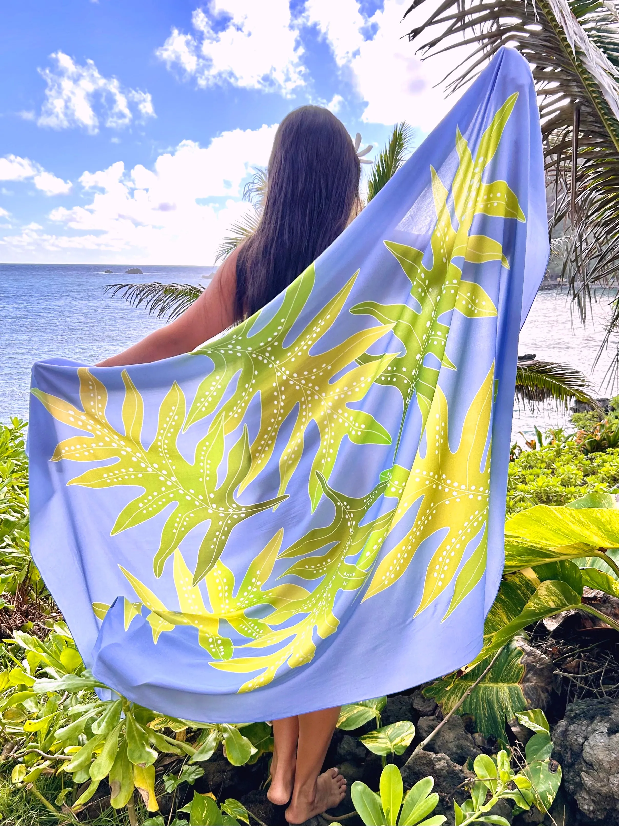 ECO PAREO - HAWAIIAN FERN Periwinkle - FULL SIZE