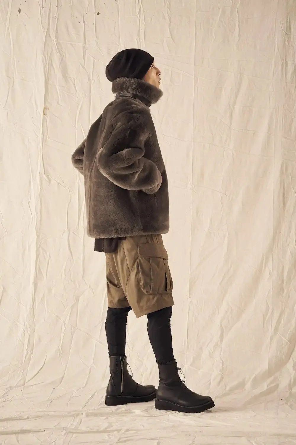 FASCINATE_THE R Limited Mouton Jacket Gray