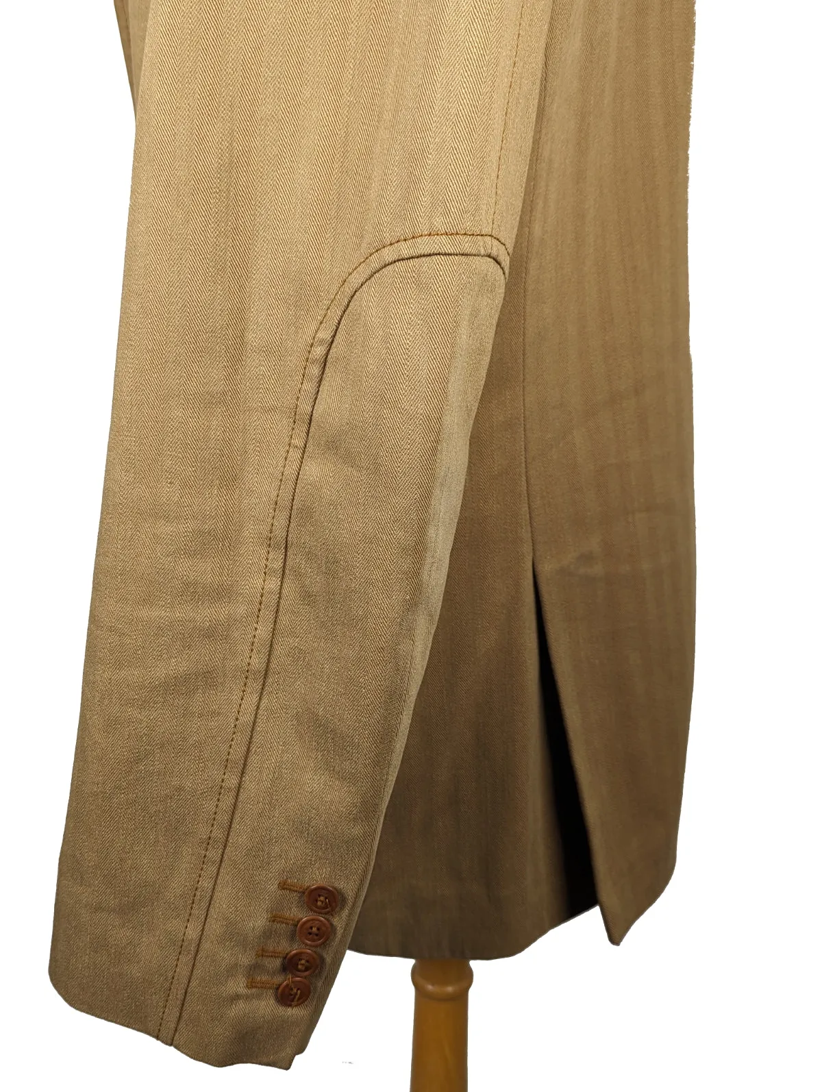Fay Jacket L/XL Tan Herringbone 3-Button Heavy Cotton