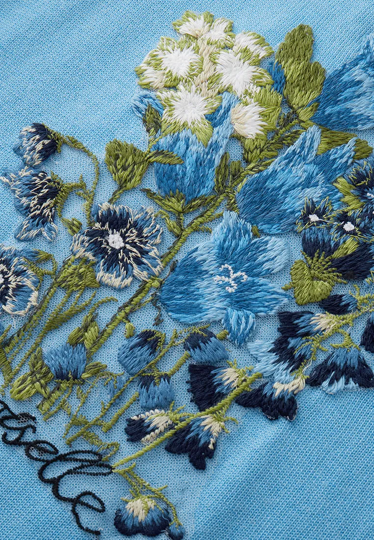 Floral-embroidery Knitted Pullover