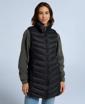 Frankie Womens Padded Longline Gilet - Jet Black