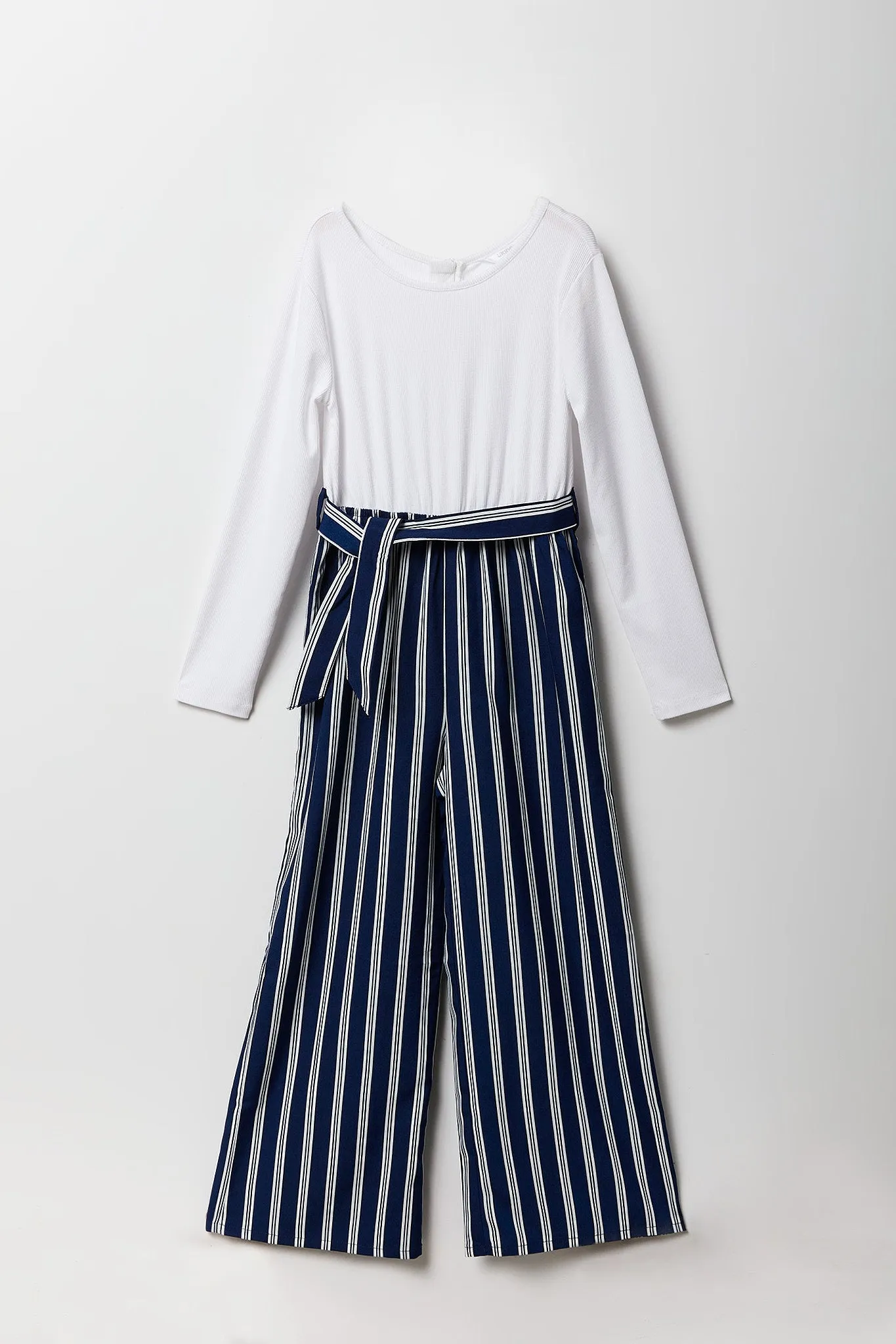 Girls Long Sleeve Belted Jumpsuit