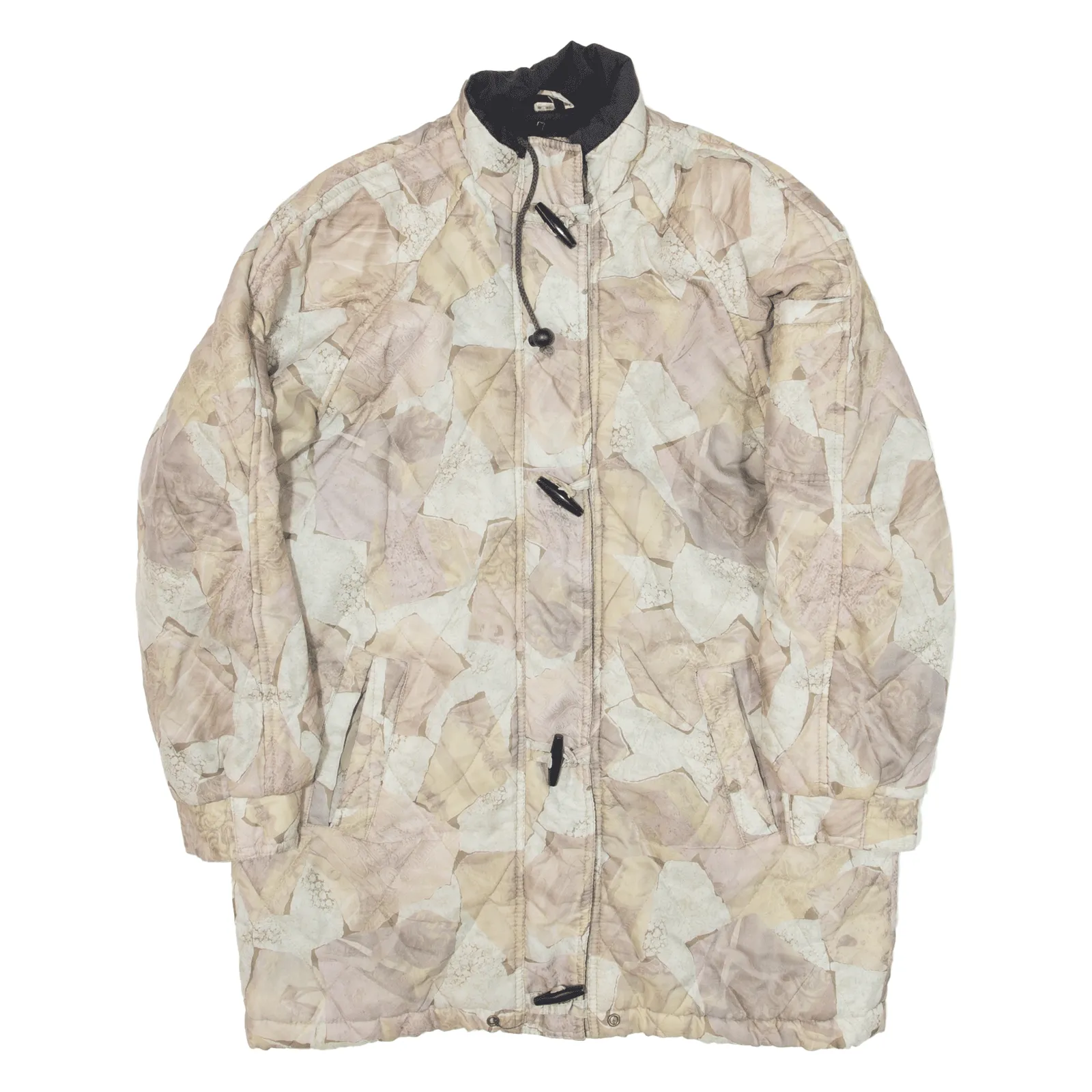 Insulated Womens Quilted Coat Green Geometric L