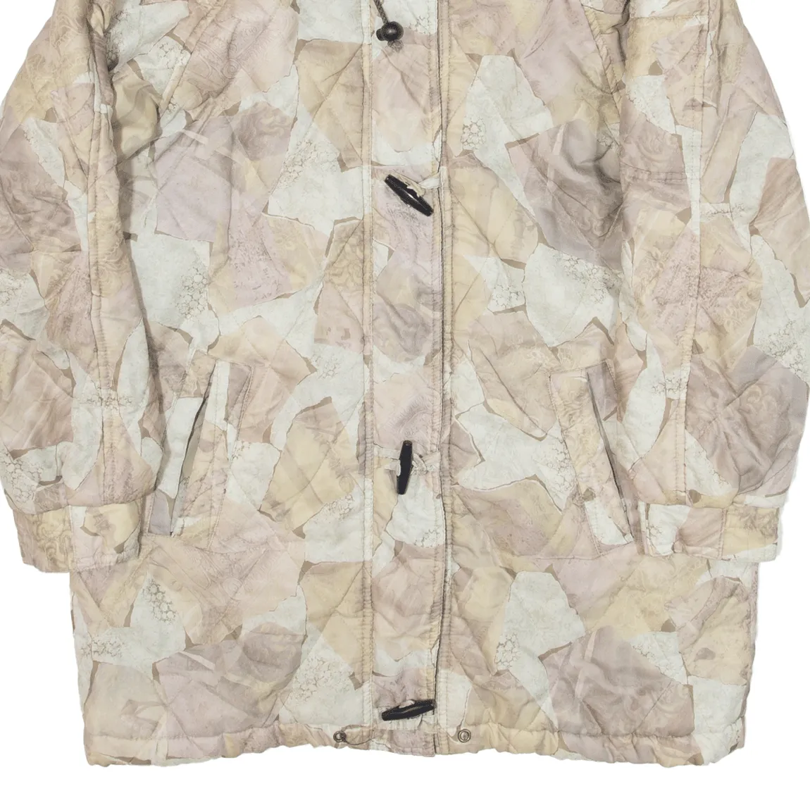 Insulated Womens Quilted Coat Green Geometric L