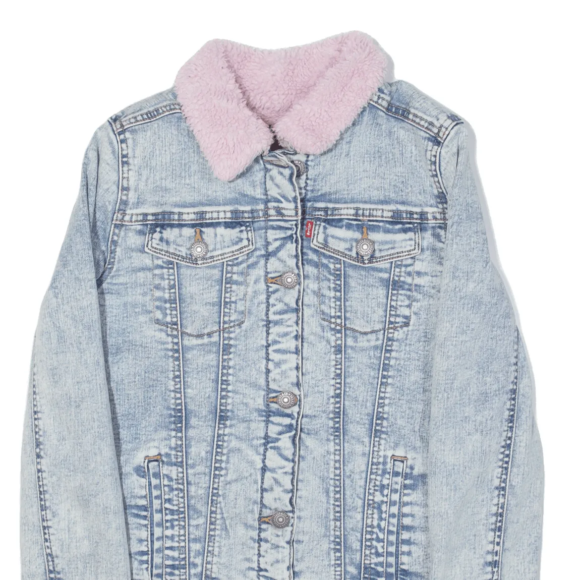 LEVI'S Sherpa Lined Denim Jacket Blue Girls XL