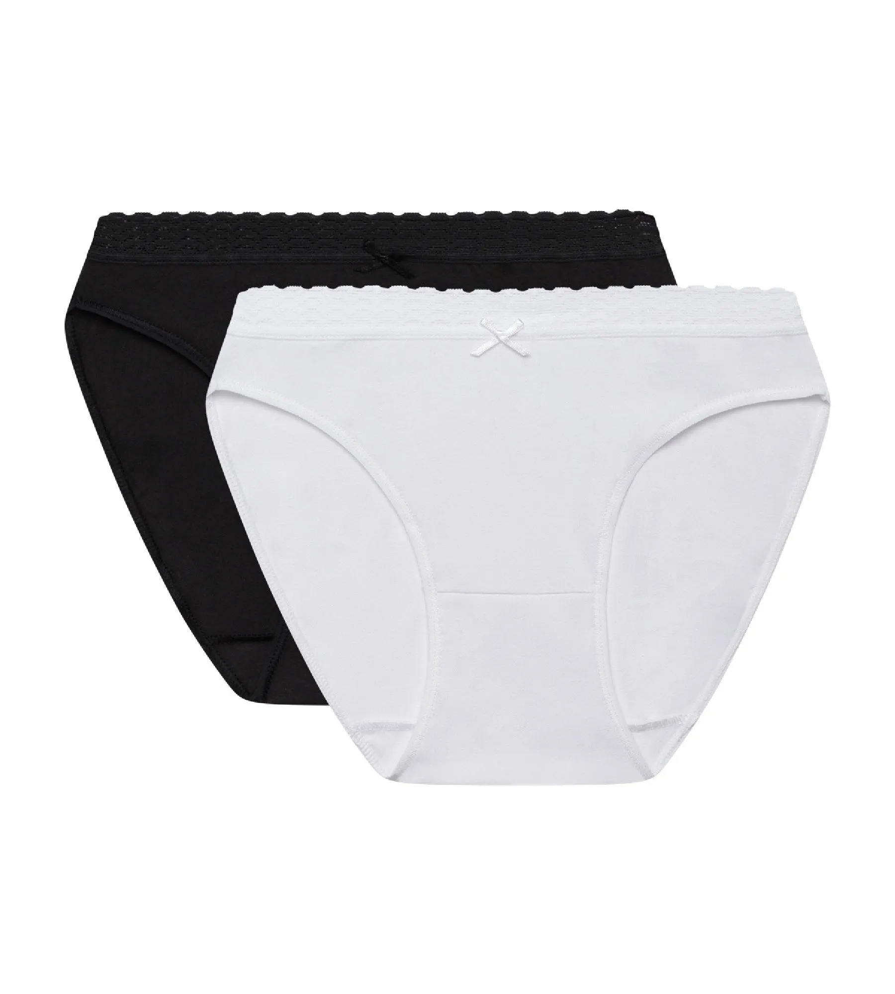 Lot de 2 culottes pour Femme noir et blanc DIM Fashion