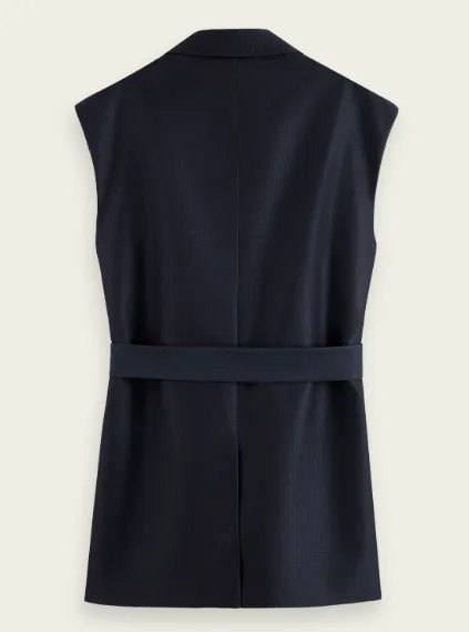 Maison Scotch Tailored Herringbone Waistcoat - Navy