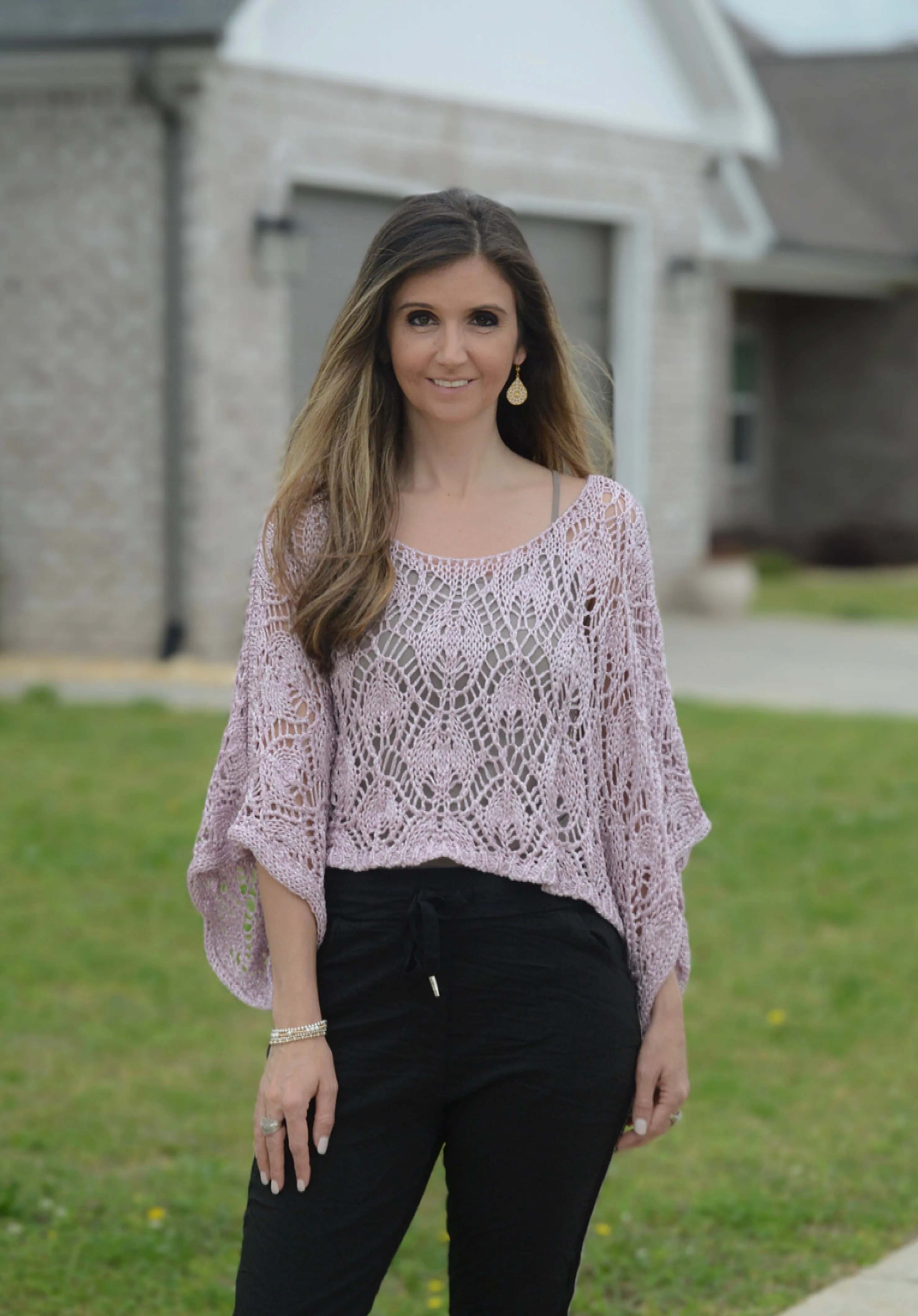 Marisima Crochet Metallic CROPPED Sweater in Purple FINAL SALE
