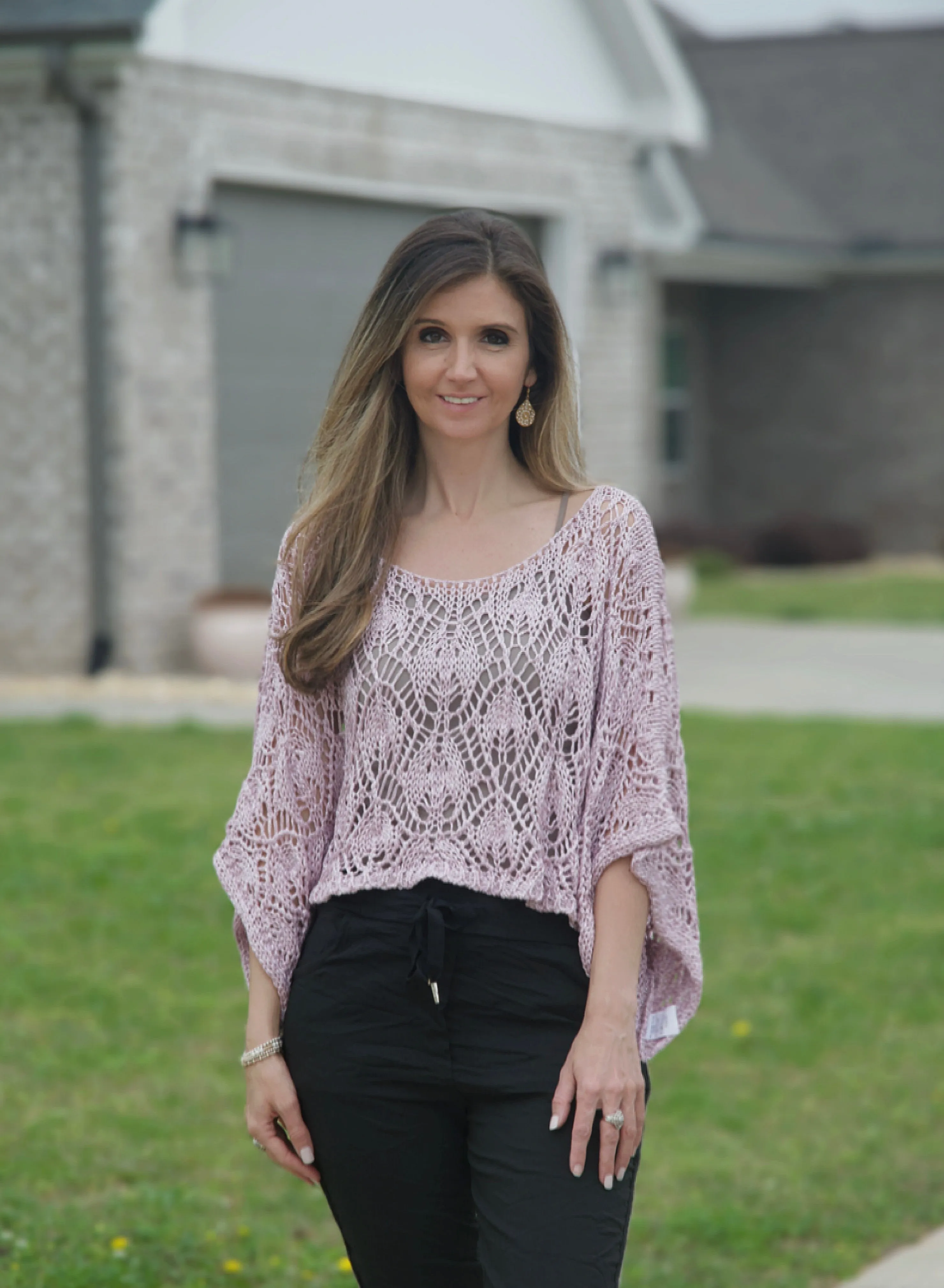 Marisima Crochet Metallic CROPPED Sweater in Purple FINAL SALE