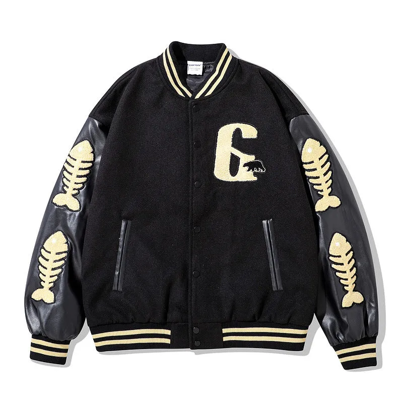 Mens Fall Outfits Vintage Camouflage Letters Affixed Cloth Embroidered Baseball Jacket High Street Hooded Quilted Warm Coat