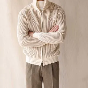 Mens Thickened Solid Color Warm Zipper Sweater