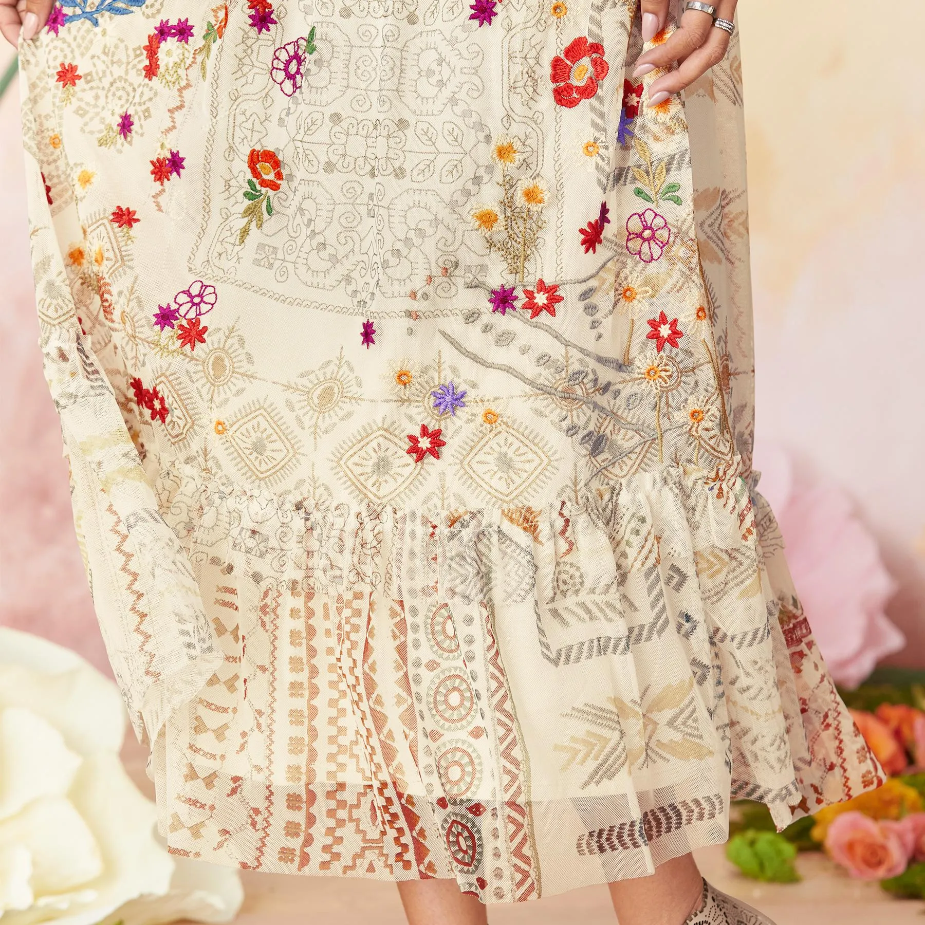Merie Mesh Dress, Petite