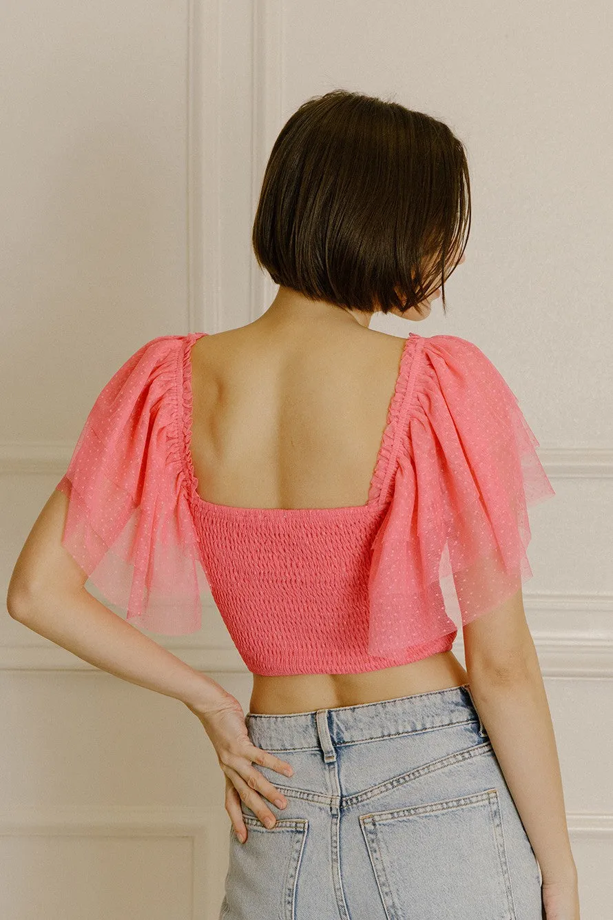 MONOCHROMATIC SWISS DOT CROPPED TOP