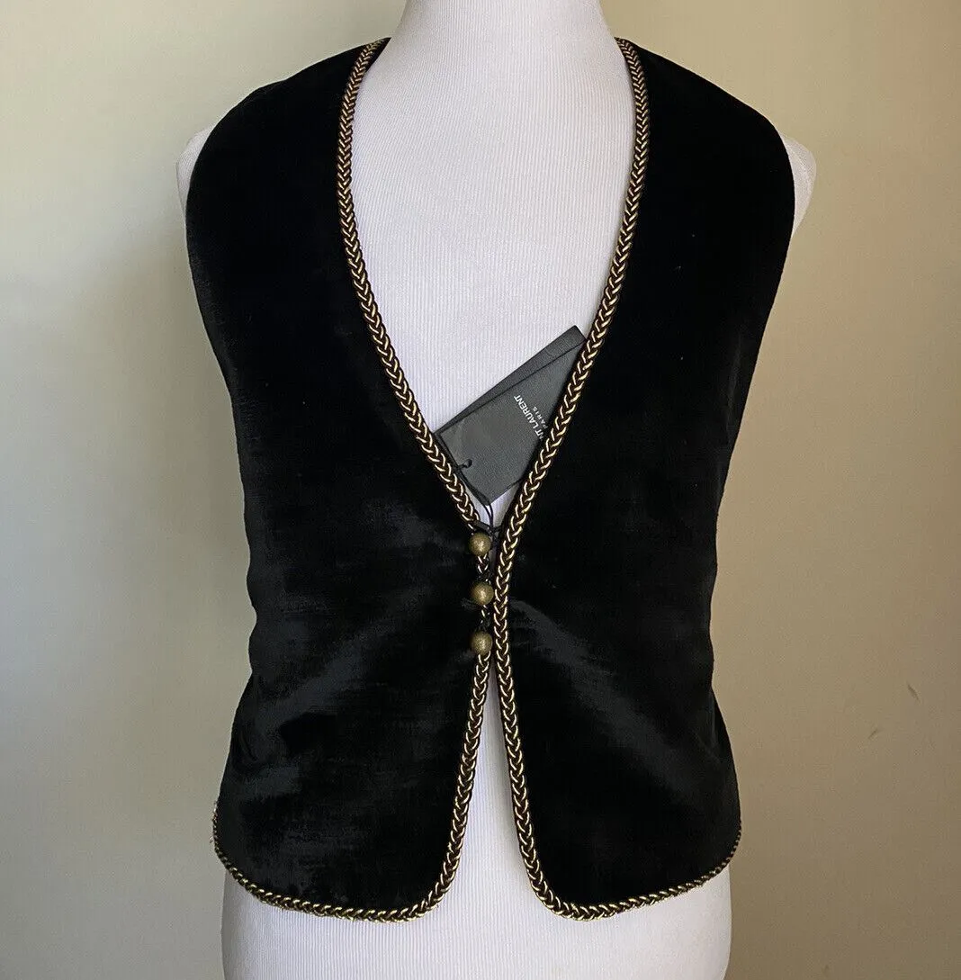 New $2890 Saint Laurent Men Gilet Velours Vest Black 42 US ( 52 Eu )