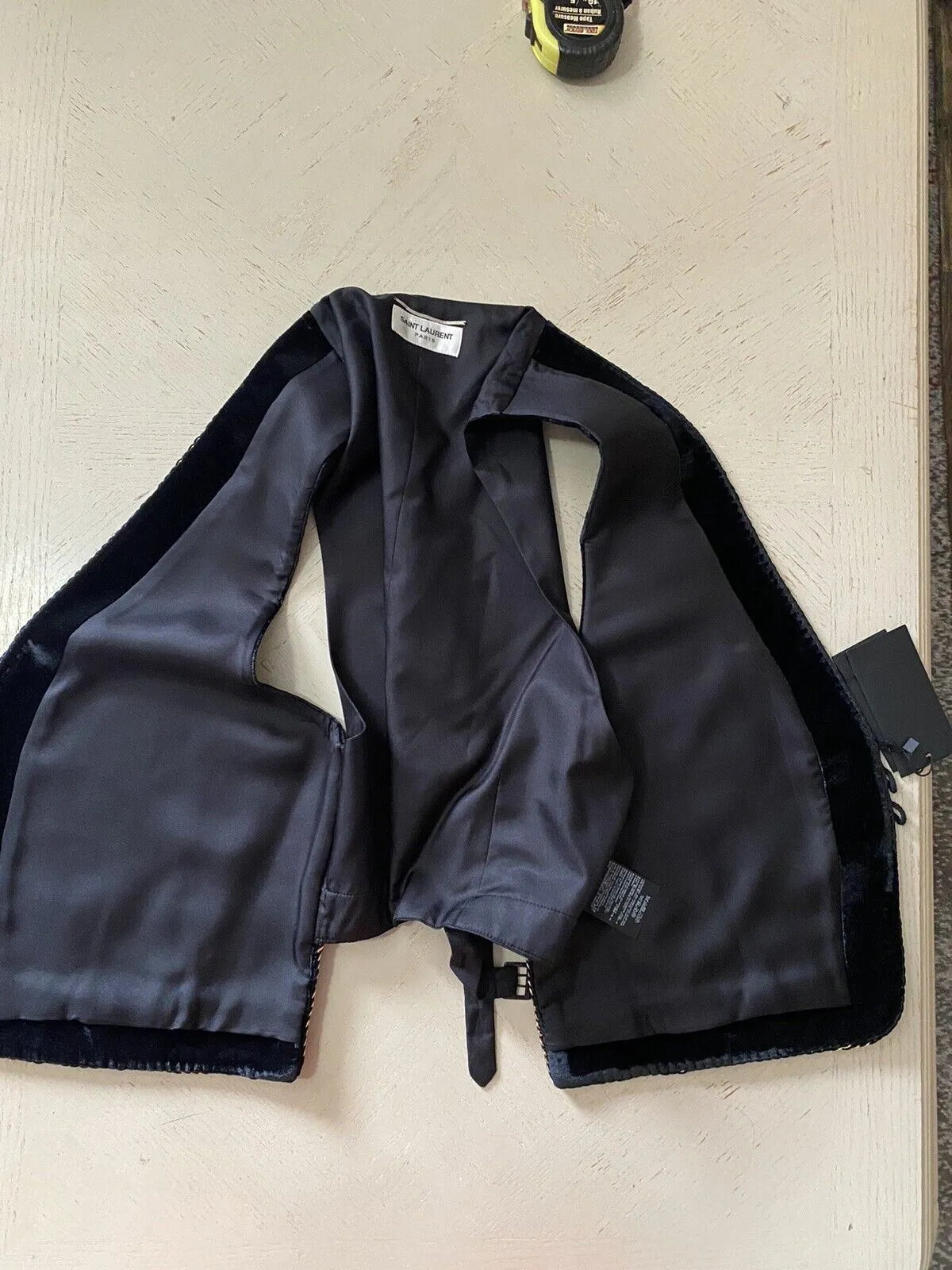 New $2890 Saint Laurent Men Gilet Velours Vest Black 42 US ( 52 Eu )