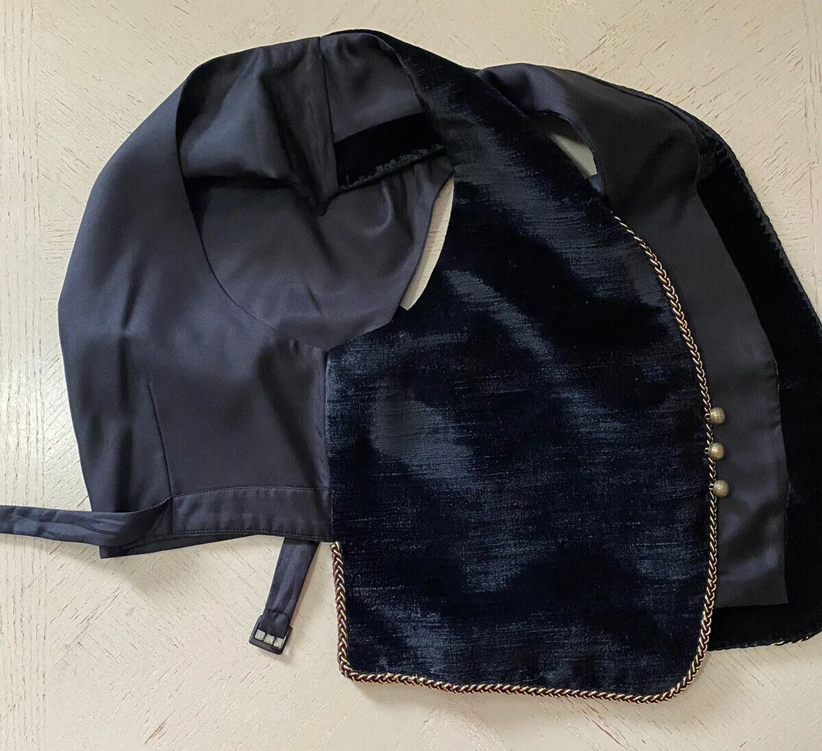 New $2890 Saint Laurent Men Gilet Velours Vest Black 42 US ( 52 Eu )