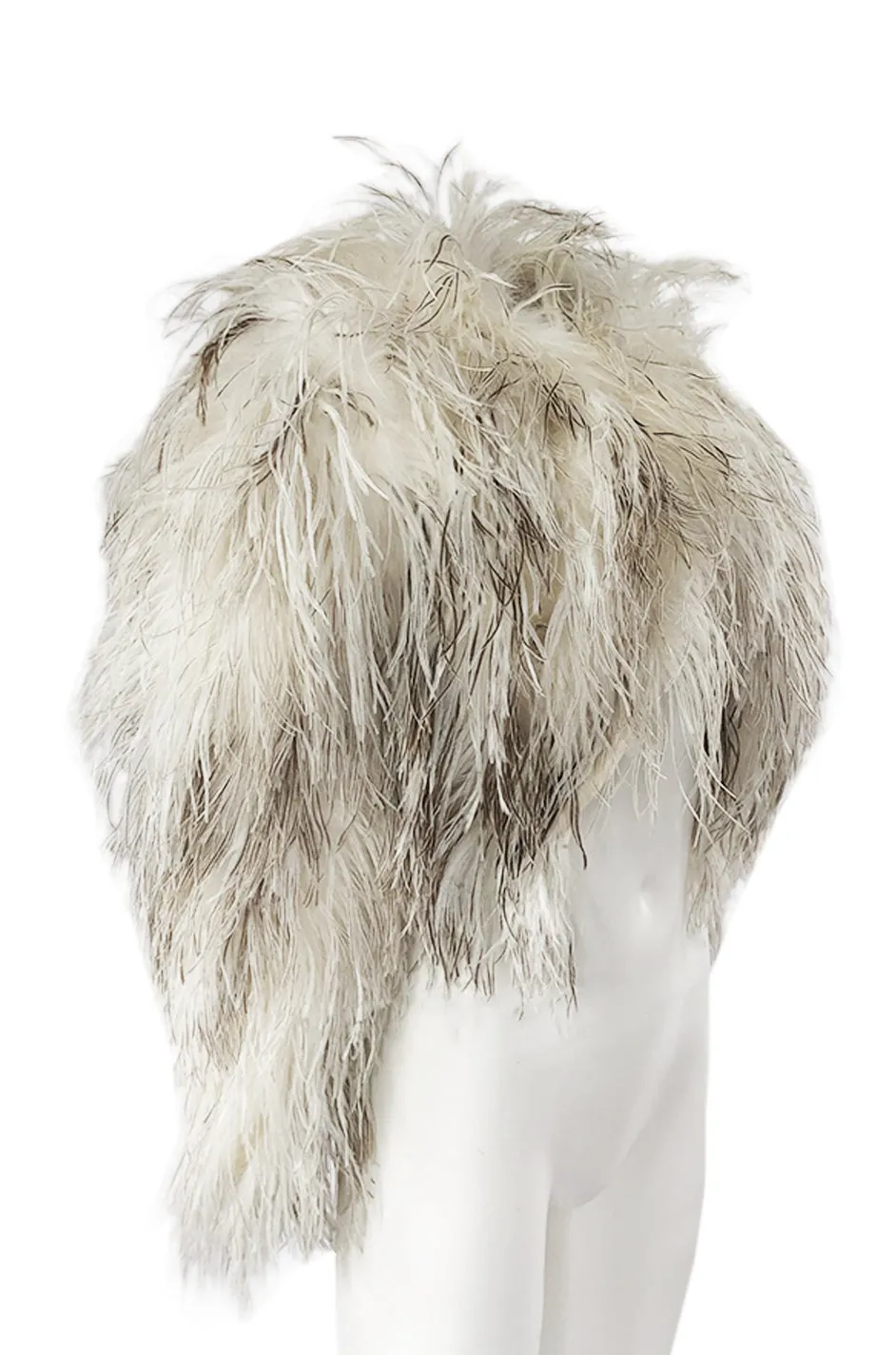 Original 1970s Unlabeled Fluffy Ostrich Feather Crop Jacket