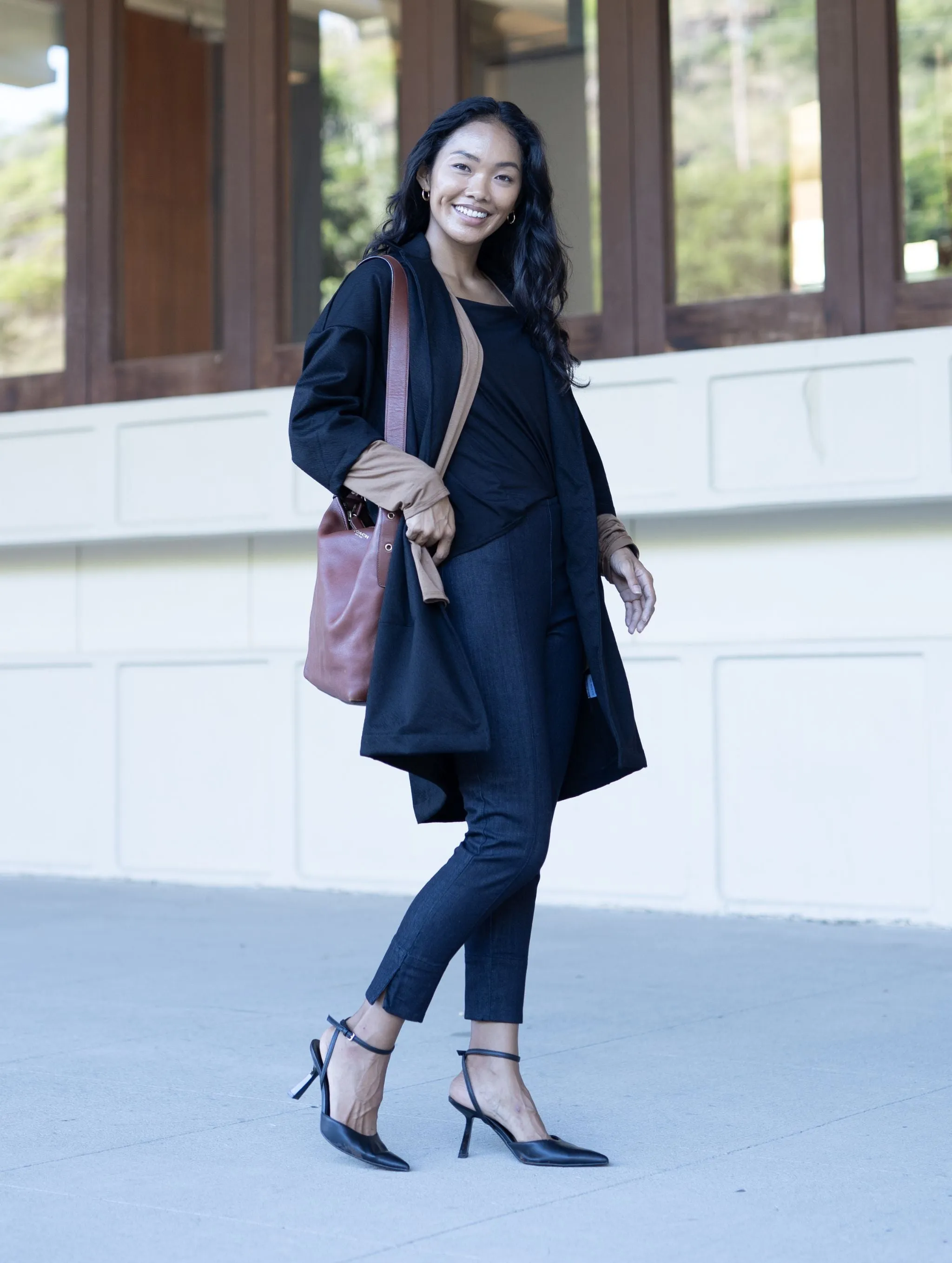 Rachel Coat - Black Bevel Ponte