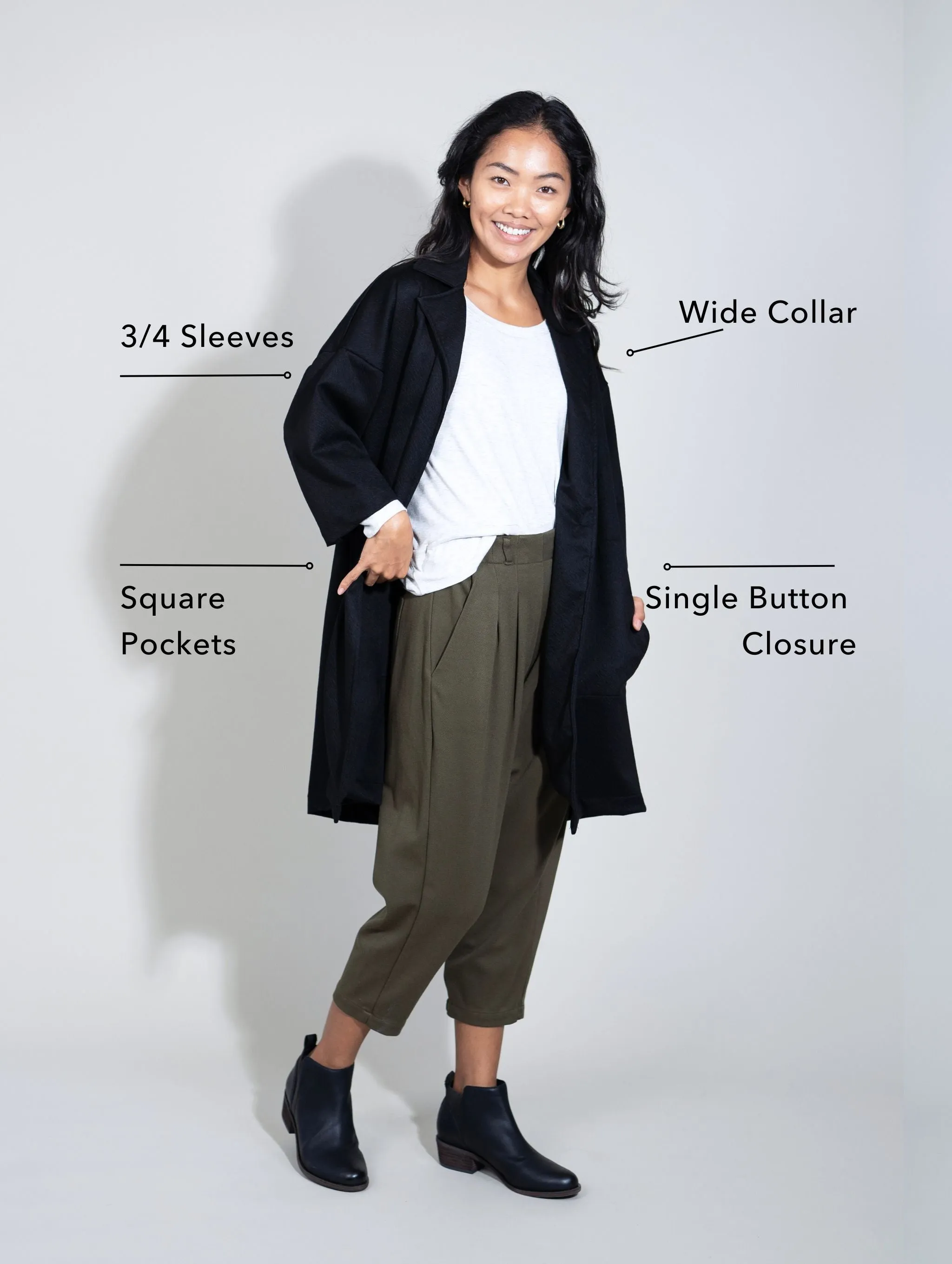 Rachel Coat - Black Bevel Ponte