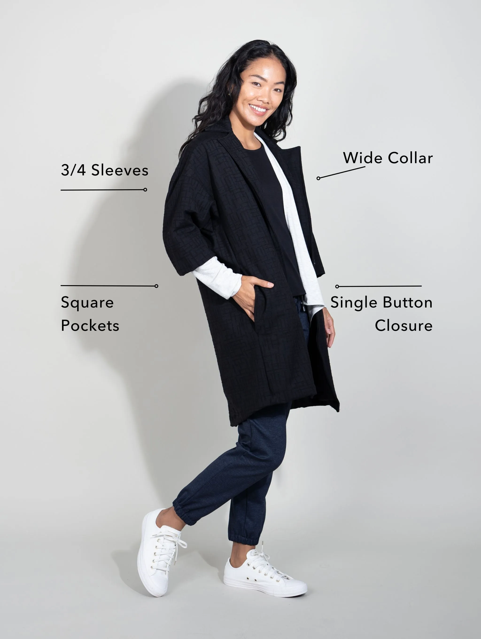 Rachel Coat - Black Maze Ponte