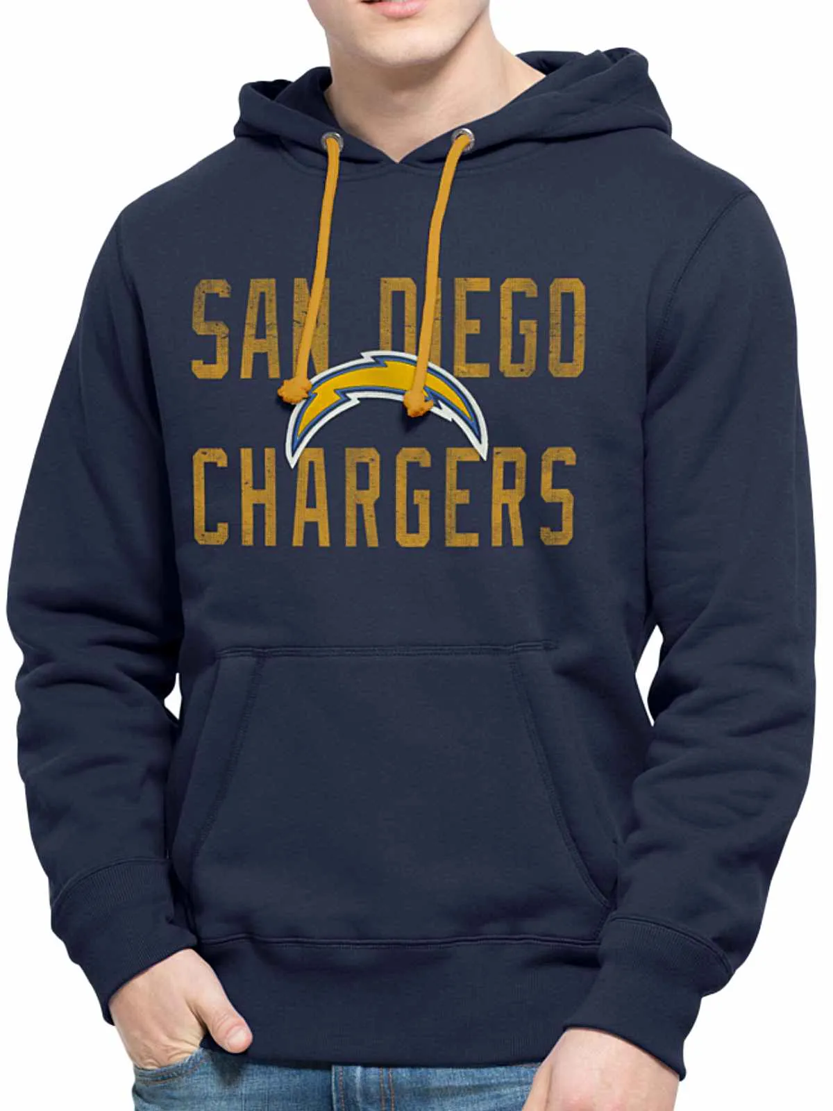 San Diego Chargers 47 Brand Navy Cross-Check Pullover Hoodie Sweatshirt