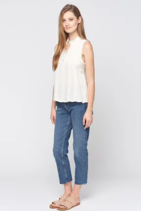 Sleeveless Embroidered Tank Top