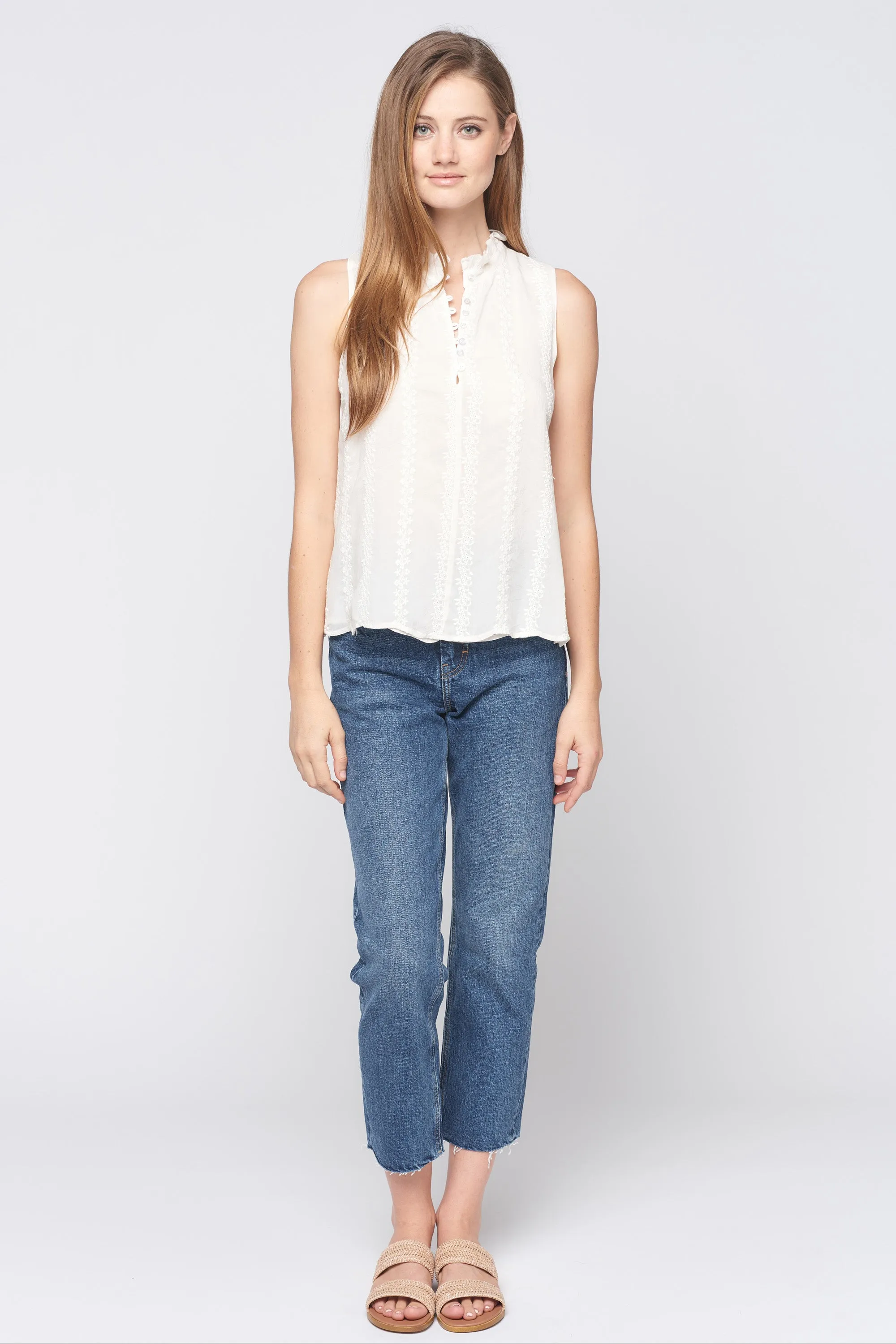 Sleeveless Embroidered Tank Top