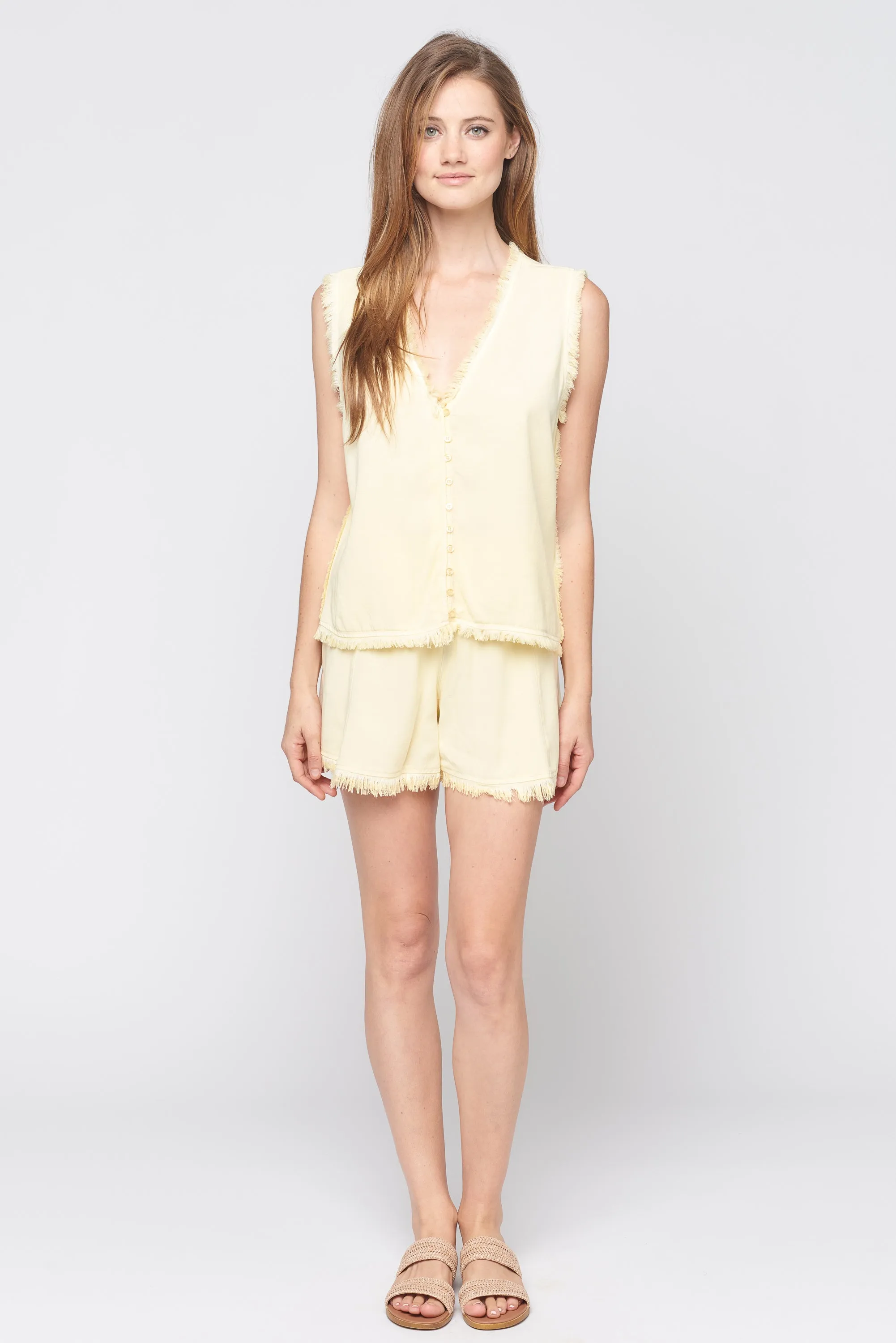 Sleeveless Fray Tank Top