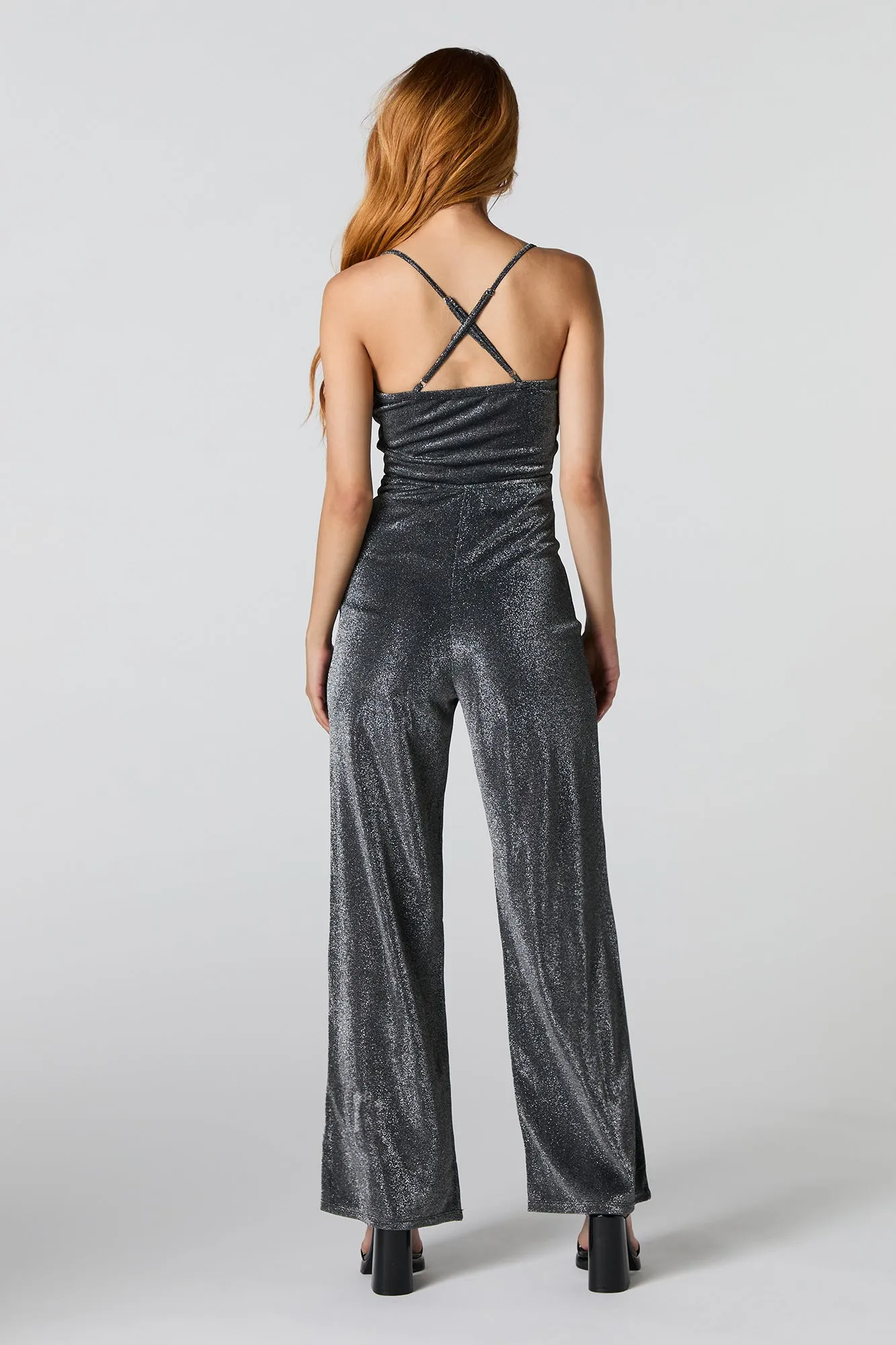 Sparkle Cowl Neck Wide Leg Jumpsuit