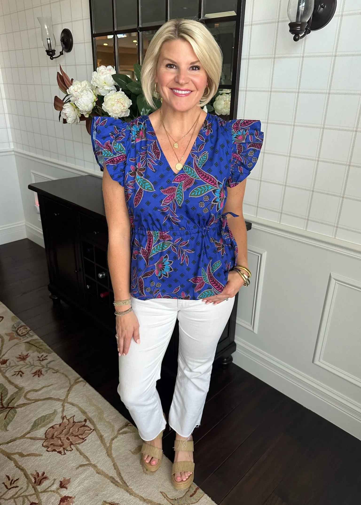 Sugarlips Rayanne Indigo Flutter Peplum Top