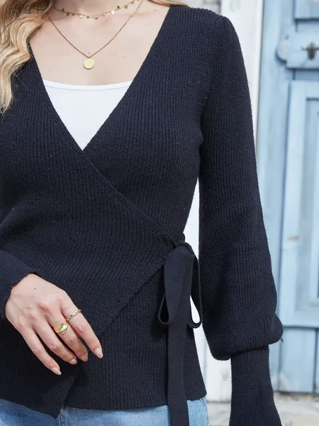 TEEK - Black Ladies Cross Strap Sweater